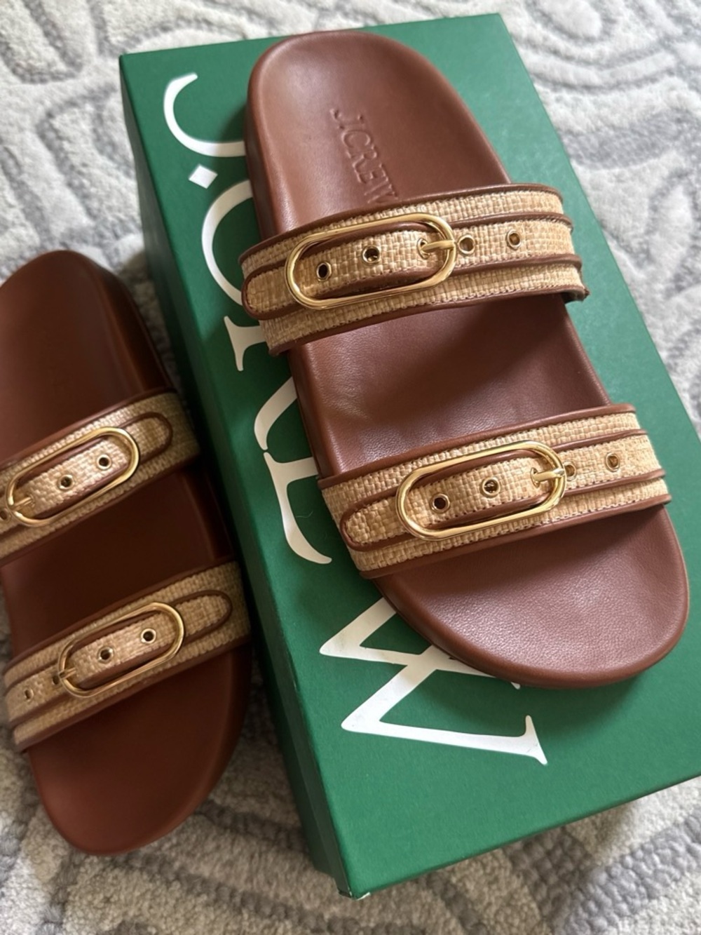 J.Crew ORIG $149! Women’s Metallic Gold Double-Buckle Slide Sandals